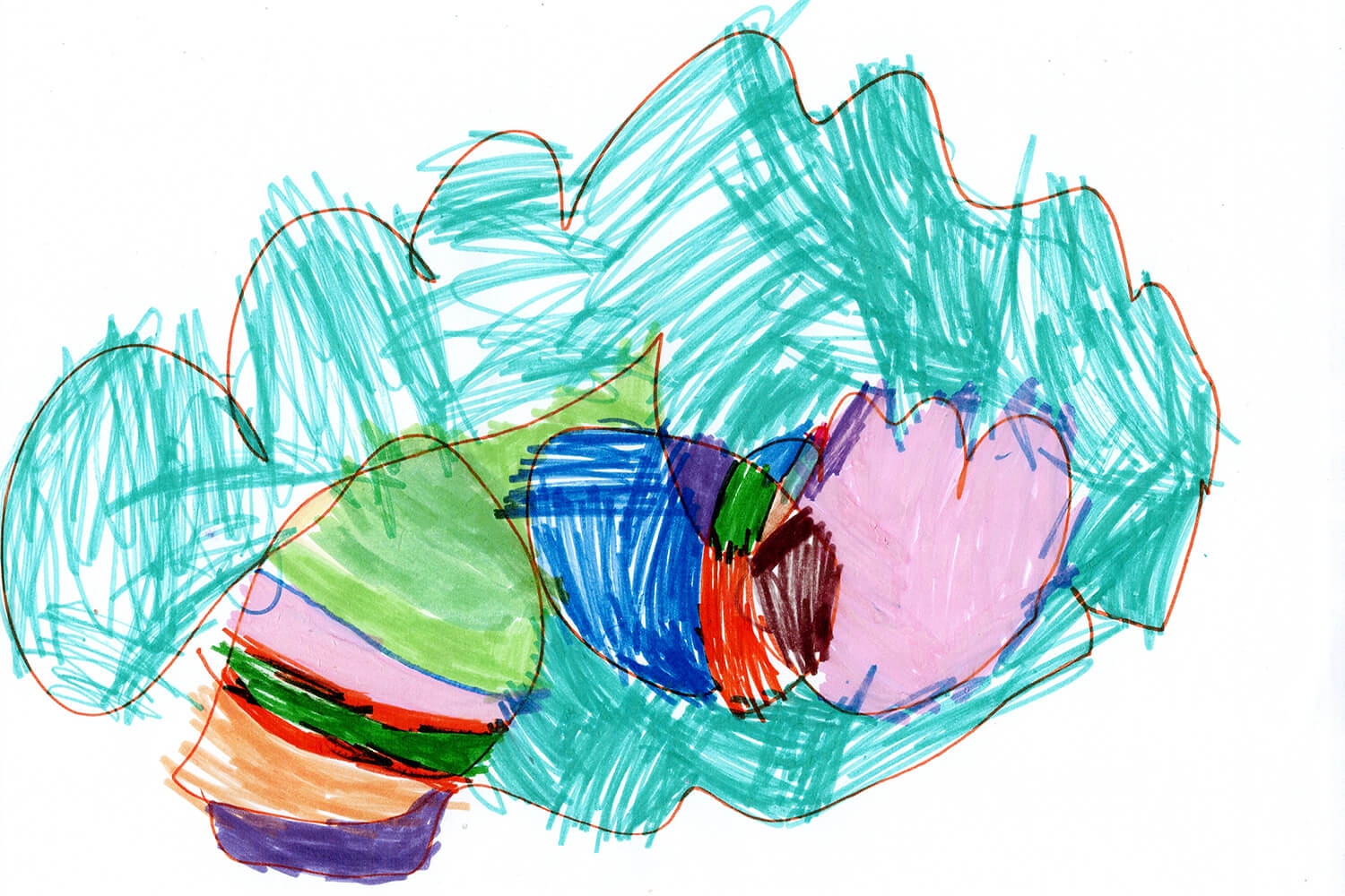 Maya’s original drawing of a cloud filled with bright colors